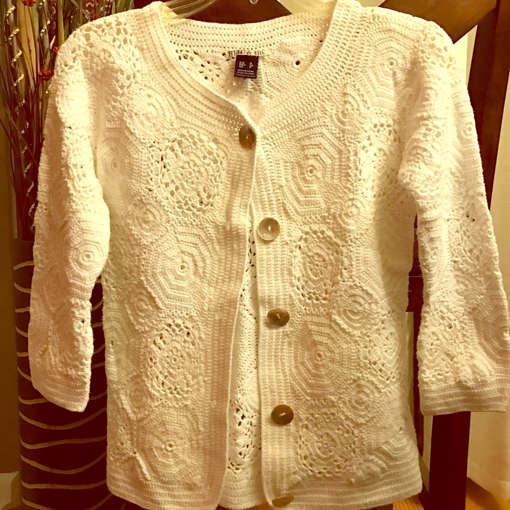 Mac & Jac White Knitted Button Down Cardigan